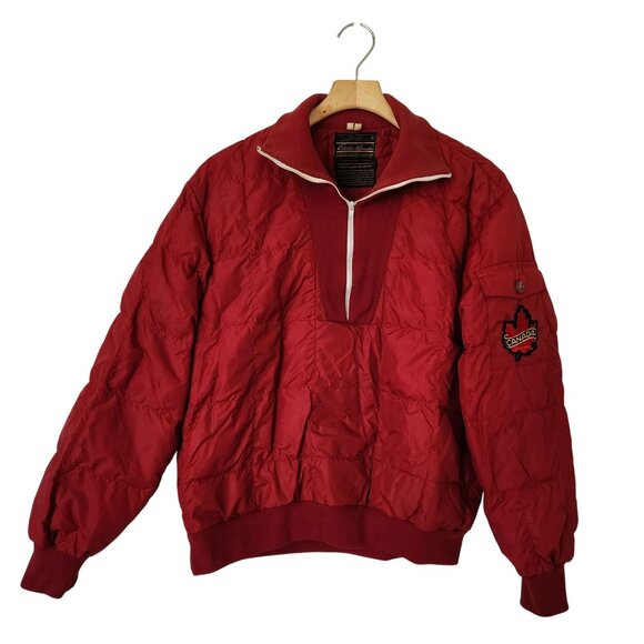 Eddie Bauer Other - Vintage Eddie Bauer Red Down Quilted Pullover Jacket Canada Patch 80's Cabincore